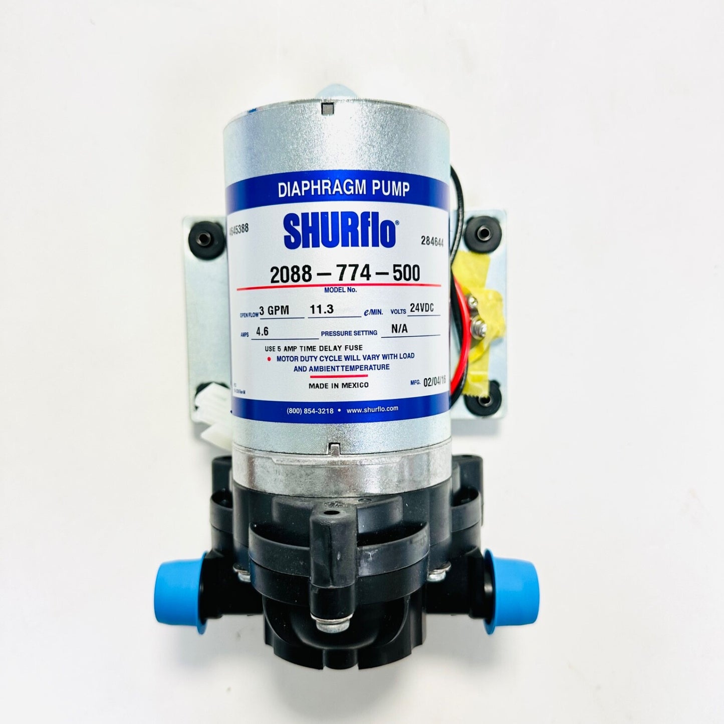 Shurflo 2088-774-500 Diaphragm Pump - 24 VDC As Is