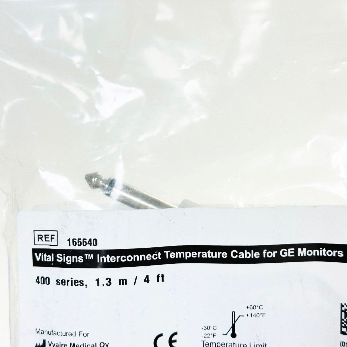 GE Vyaire 165640 Extension Cable for Temperature Probes, 1.3m/4.3ft, 1/pack