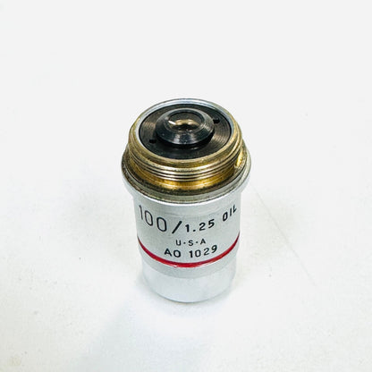 AO 1029  100/ 1.25 0IL PLAN ACHRO Microscope Objective Lens Made in USA