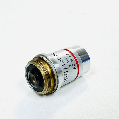 AO 1029  100/ 1.25 0IL PLAN ACHRO Microscope Objective Lens Made in USA