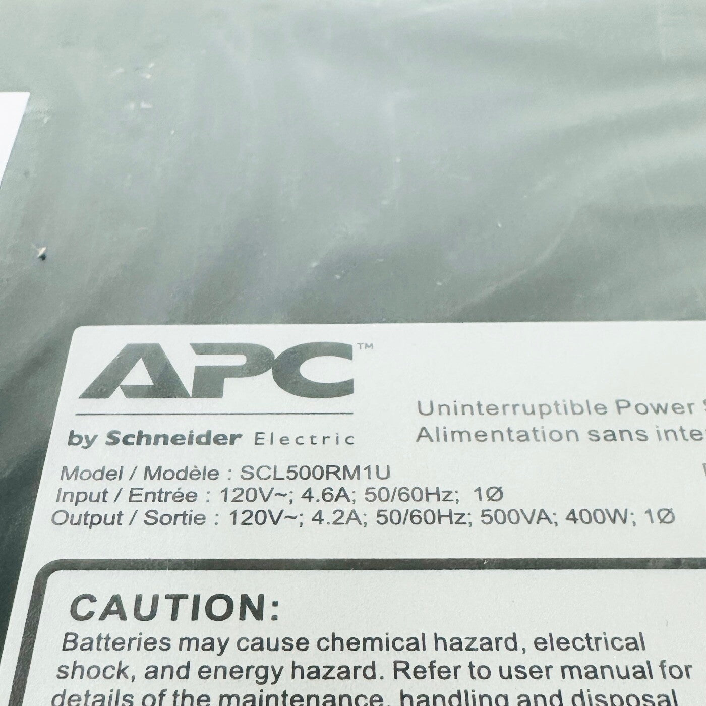 APC SCL500RM1U Smart UPS W/ Battery Uninterruptible Power Supply