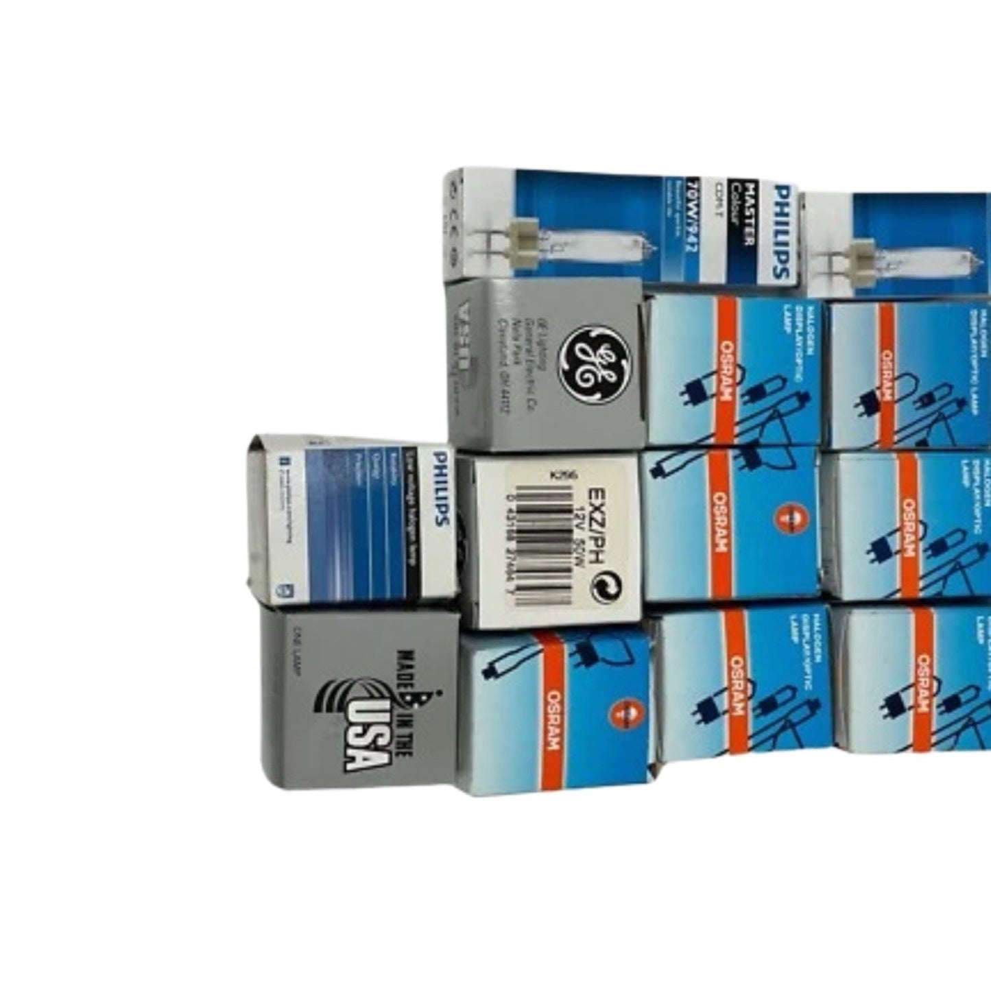 Ge / Osram / Philips  Lot Of  14 Tungsten Halogen Surgical And Optic Lamp