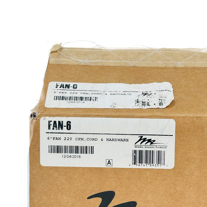 Middle Atlantic FAN-6 120V Inch, 220 CFM, Cord & Hardware