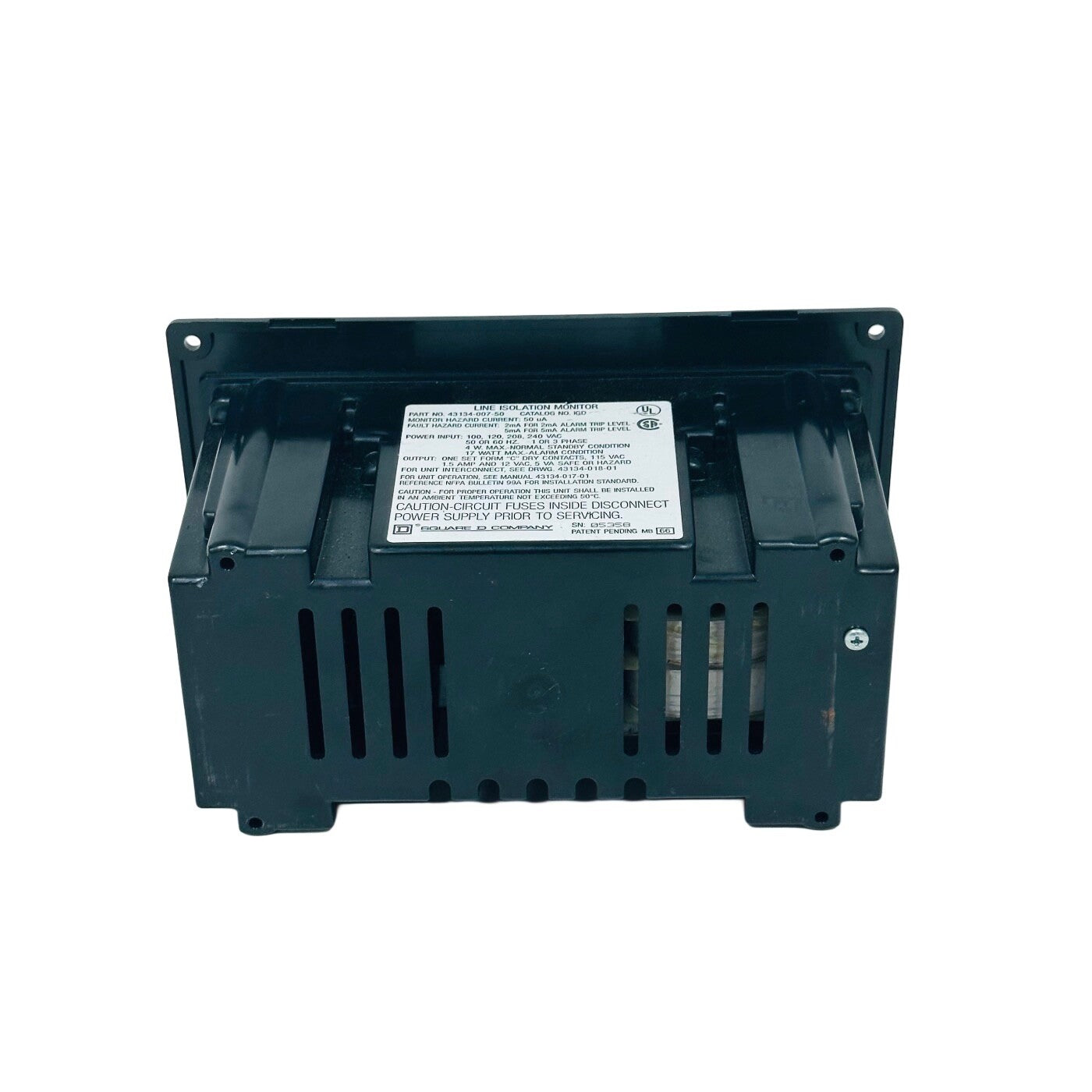 Square D 43134-007-50 Line Isolation Monitor ISO-Gard Series D