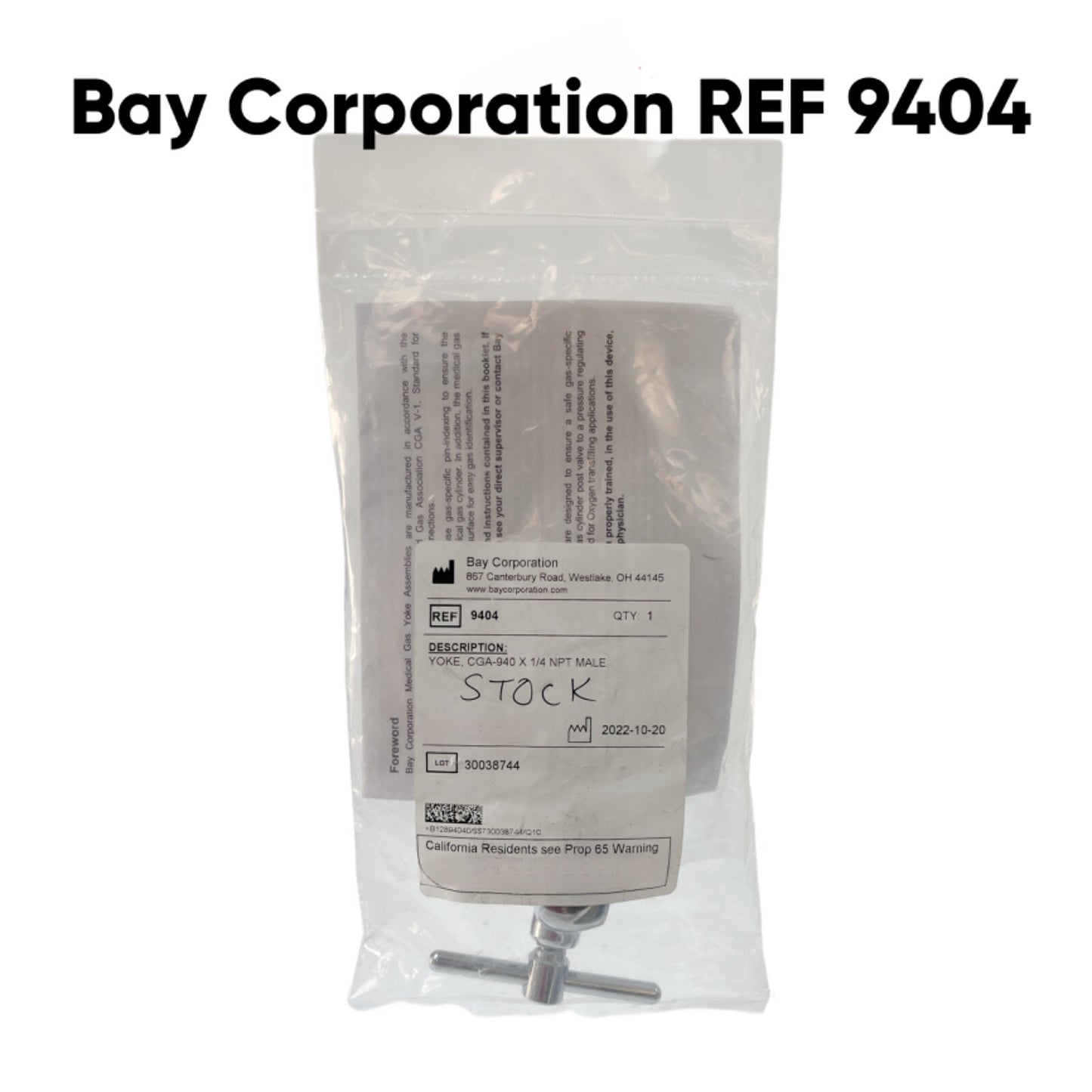 Bay Corporation REF 9404 Yoke CGA 940 x 1/4" NPT Male, CO2 & O2 Mix