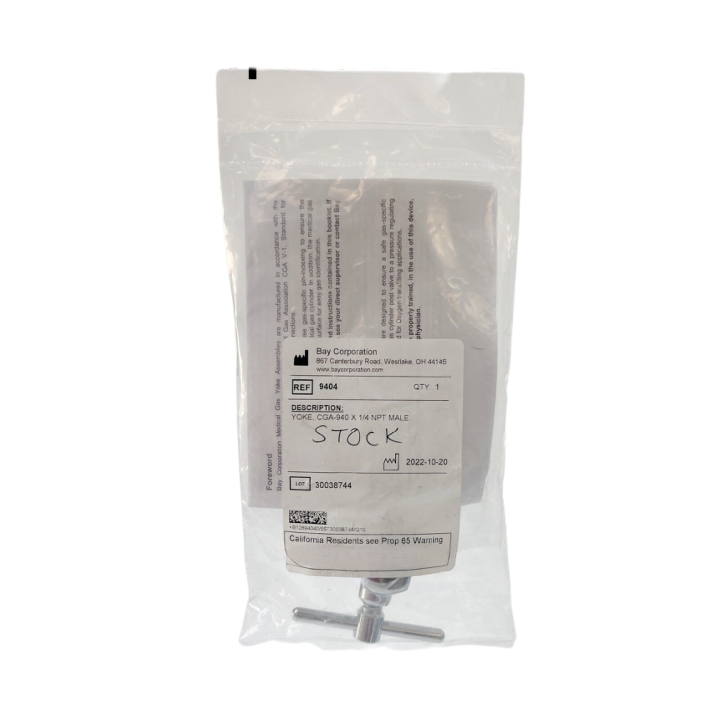 Bay Corporation REF 9404 Yoke CGA 940 x 1/4" NPT Male, CO2 & O2 Mix