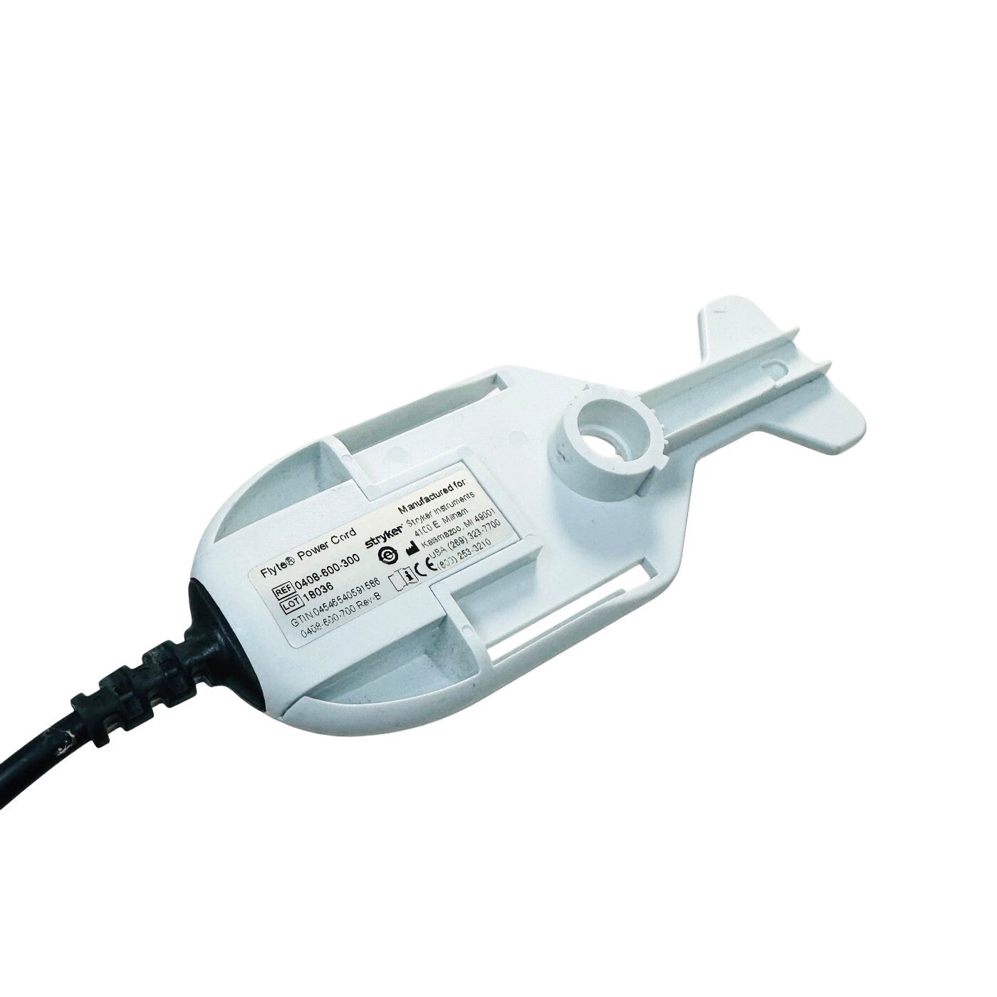 Stryker 0408-600-300 Flyte Power Cord Without Clip As Is