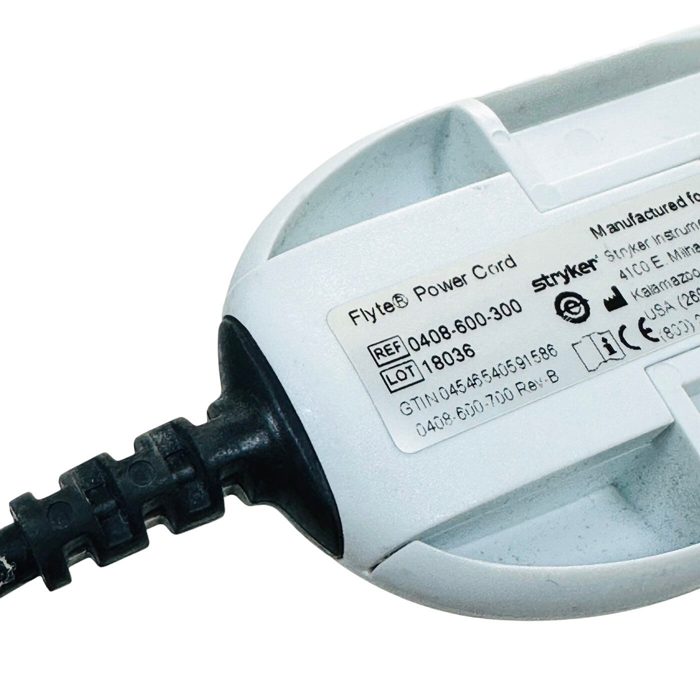 Stryker 0408-600-300 Flyte Power Cord Without Clip As Is