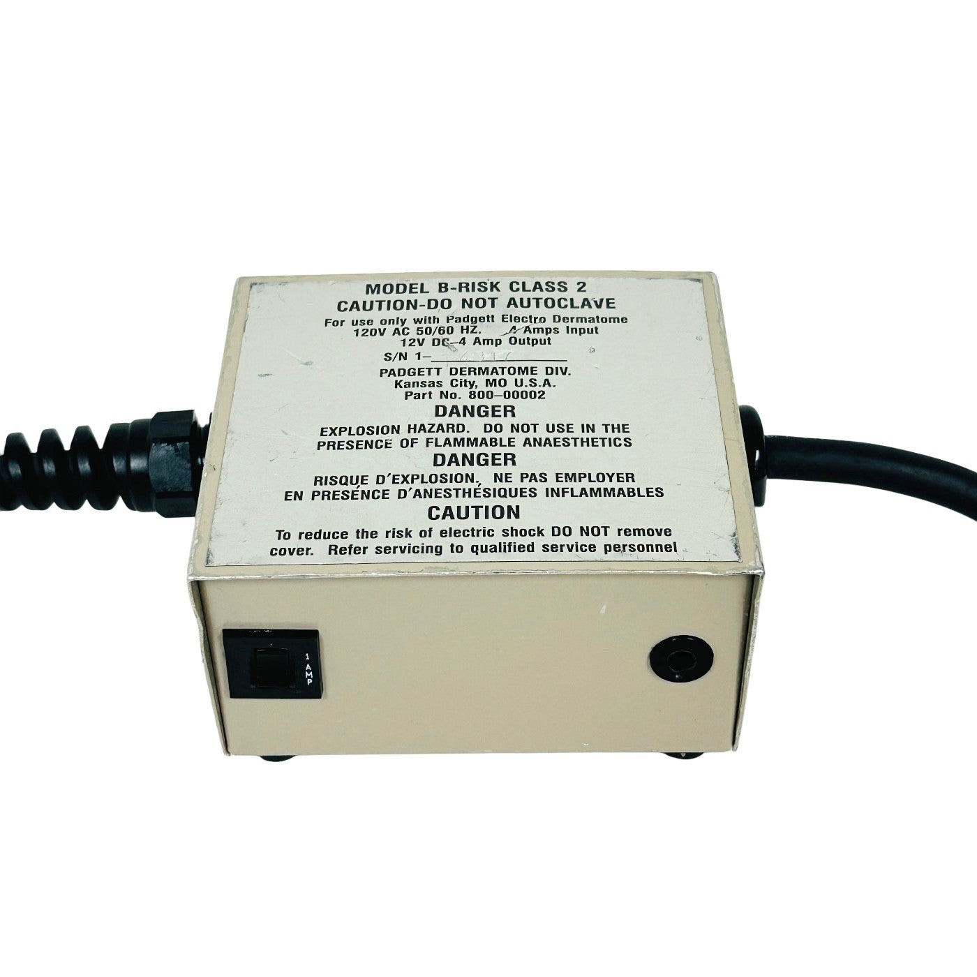 Padgett Power Supply For Dermatome System Electro Model B 120 V